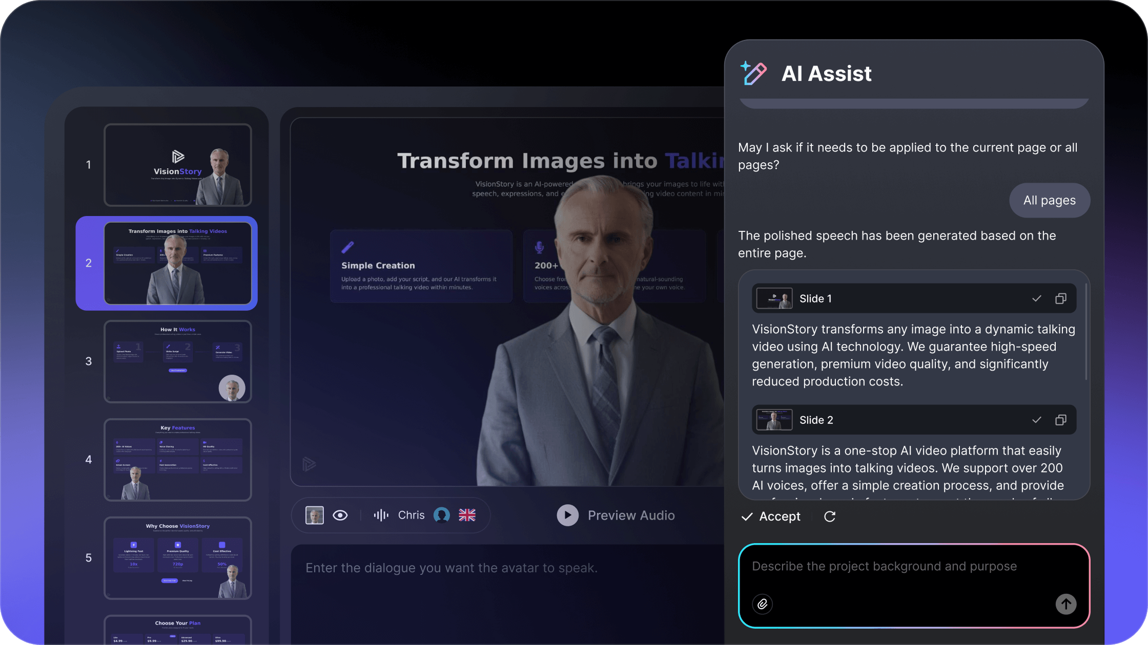 Laissez l'IA écrire le script de vos diapositives